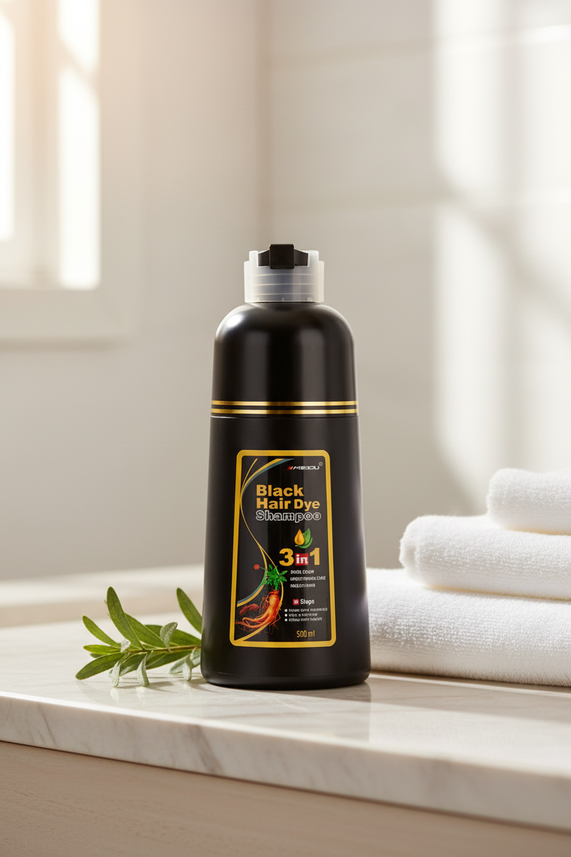 3-in-1 Organic Meidu Black Hair Dye Shampoo