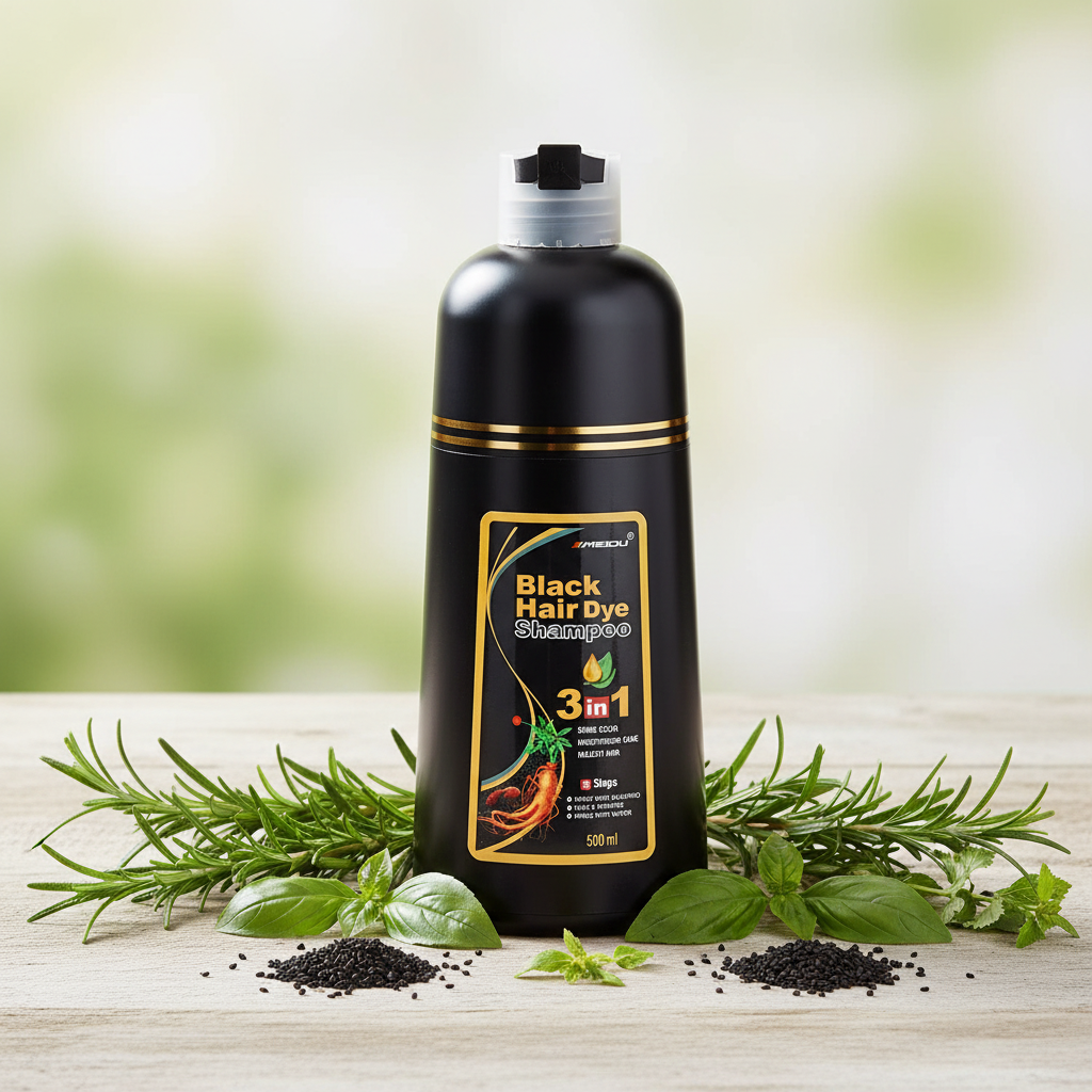 3-in-1 Organic Meidu Black Hair Dye Shampoo