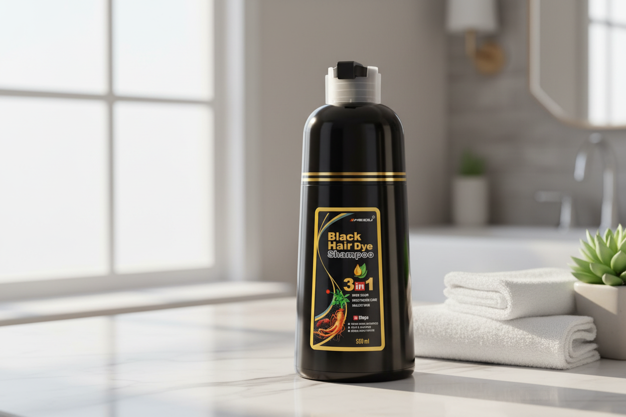 3-in-1 Organic Meidu Black Hair Dye Shampoo